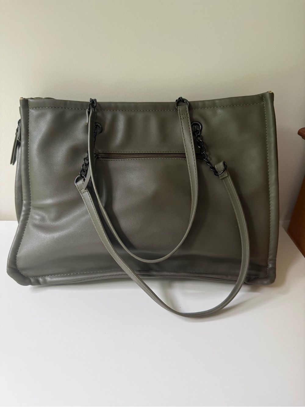 Roots Olive Green Chain-Handle Tote